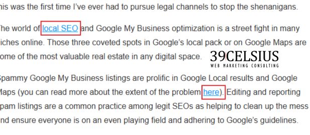Links in Text Pointing to Another Website