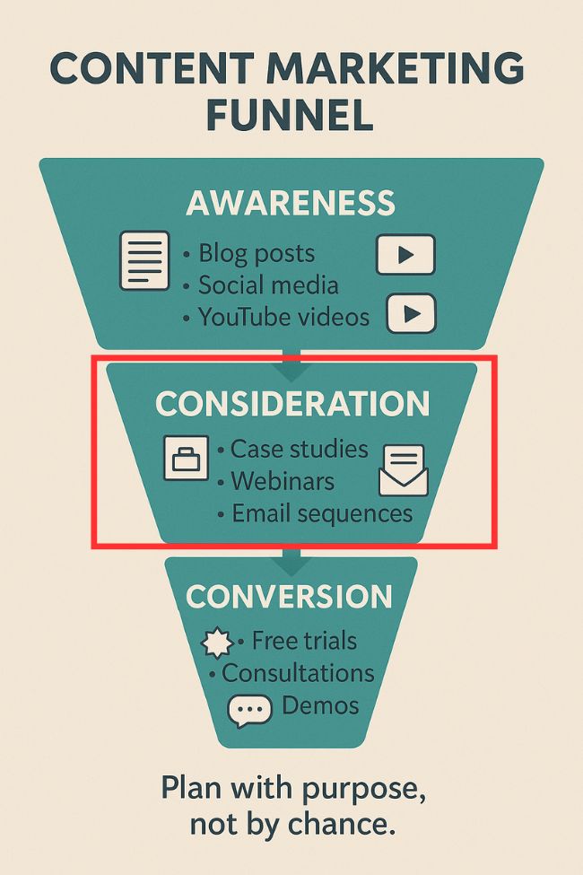 Content Marketing Funnel - Middle of The Funnel - Consideration Stage