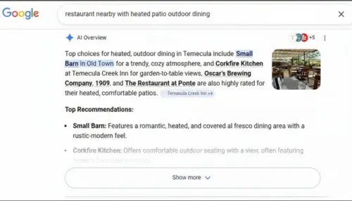 AI Answers a Restaurant Dining Question