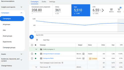 Google Ads Dashboard Example